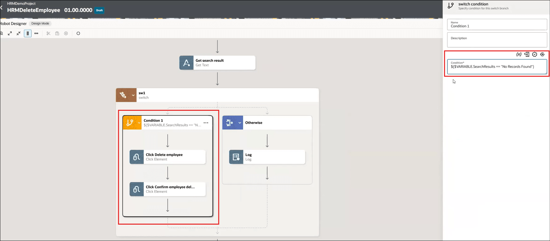 Incorrect flow executed due to an error in the switch condition