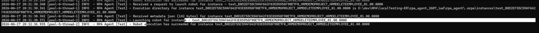 Local test run after correcting the error in the robot design