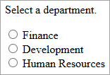 Three radio buttons are shown, and none are selected Three radio buttons are shown, and none are selected