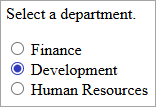 Three radio buttons are shown, and the Development radio button is selected Three radio buttons are shown, and the Development radio button is selected