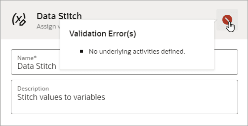 The Validation Error(s) popup displays the errors for the action The Validation Error(s) popup displays the errors for the action