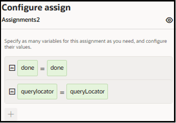 This image shows the done element mapped to a value of done and the querylocator element mapped to a value of queryLocator.