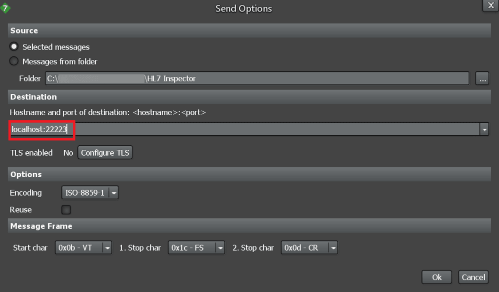 Description of hl7-simulator-send-options.png follows
