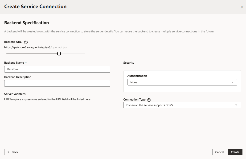 Description of create-svc-conn-add-backend-visapp.png follows Description of create-svc-conn-add-backend-visapp.png follows