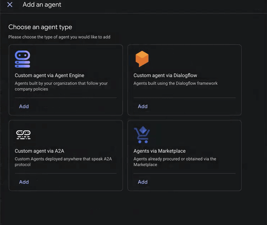 Add an agent through Agents via Marketplace