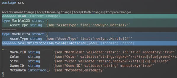 Synchronization conflict shown in the editor