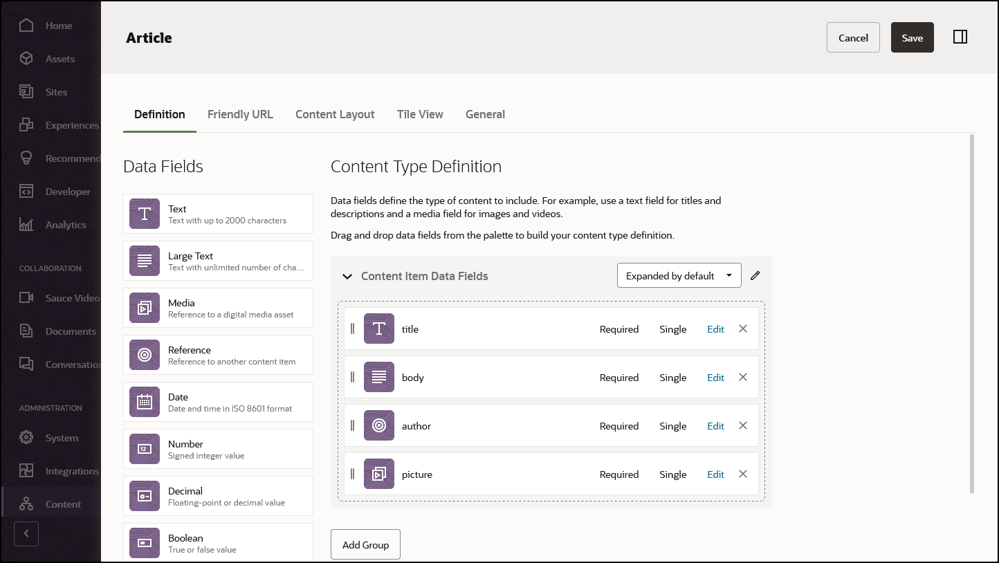 Content type definition Content type definition