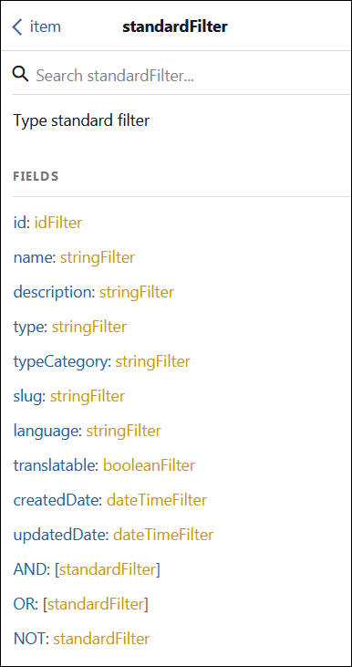 standardFilter type