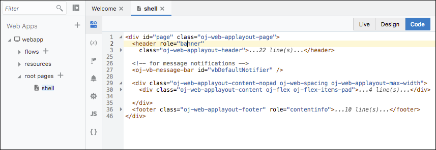 Description of vbcs_header_footer.png follows Description of vbcs_header_footer.png follows