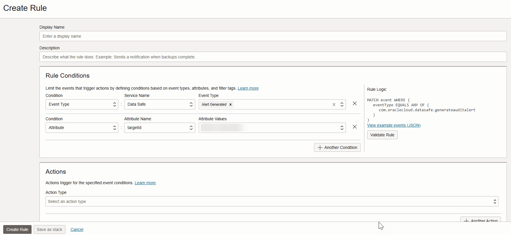 Example of rule conditions Example of rule conditions