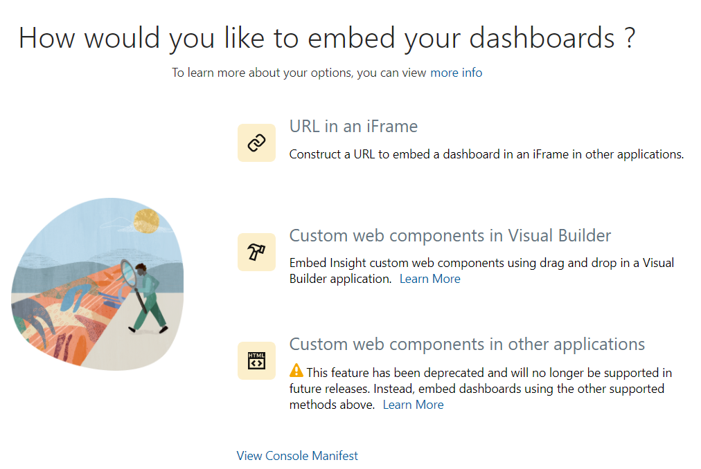 Embedded Dashboards dialog Embedded Dashboards dialog