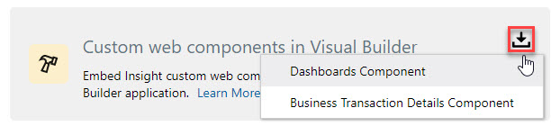 Embedded Dashboards dialog Visual Builder selection Embedded Dashboards dialog Visual Builder selection