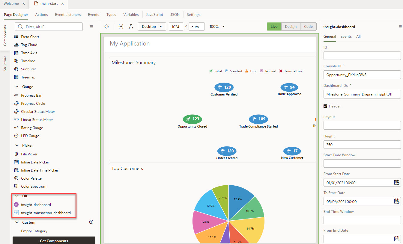 Embedded dashboards in the Visual Builder Page Designer Embedded dashboards in the Visual Builder Page Designer