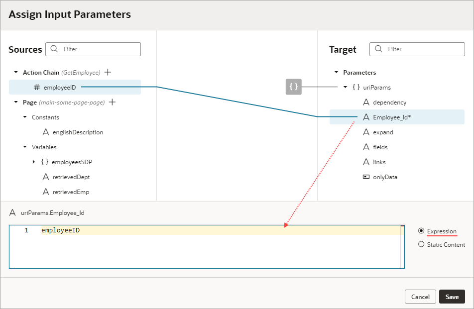 Description of action-chain-map-inputparameters.png follows