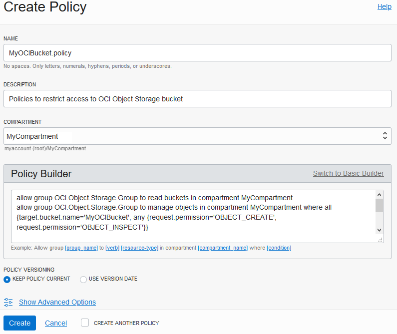 Bucket policy Bucket policy