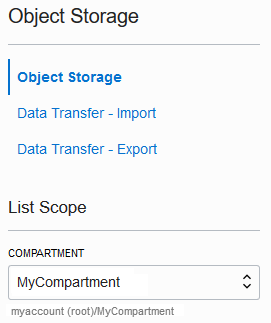Compartment list Compartment list
