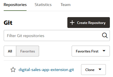 Git repositories tab