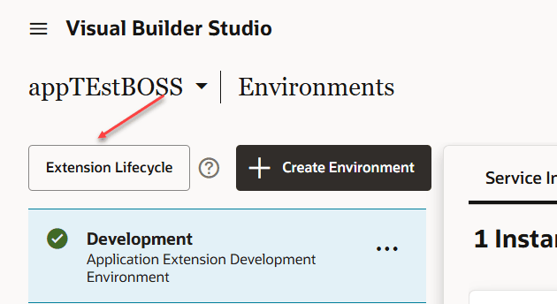 A portion of the Environments tab