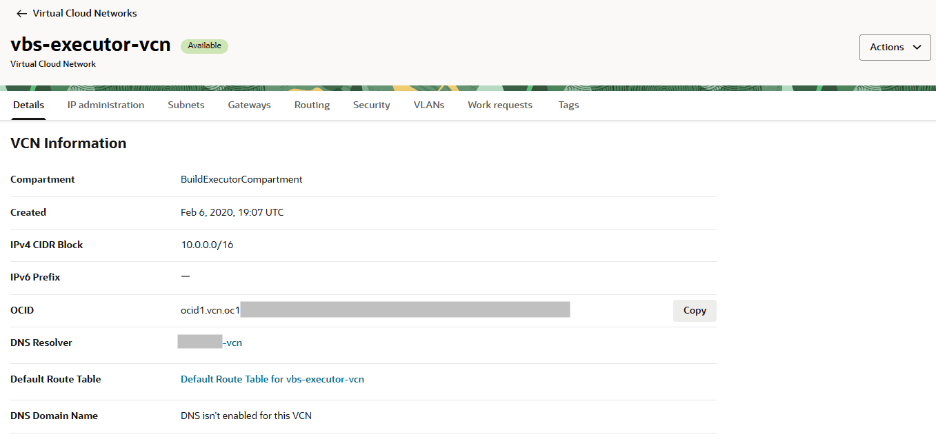 Description of vcn-default-details-page.png follows