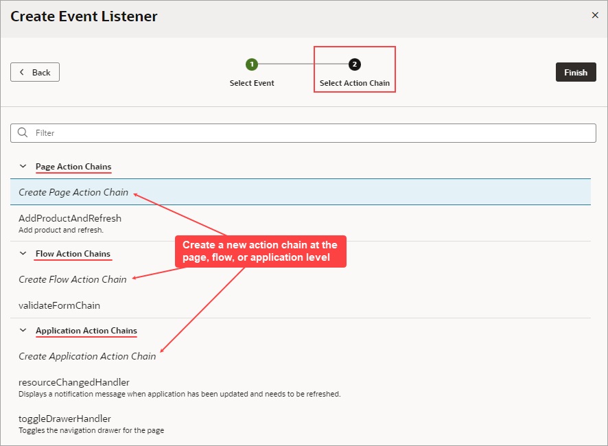 Description of jsac-create-action-chain-wizard1.jpg follows Description of jsac-create-action-chain-wizard1.jpg follows