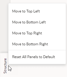 Right-click menu for a panel