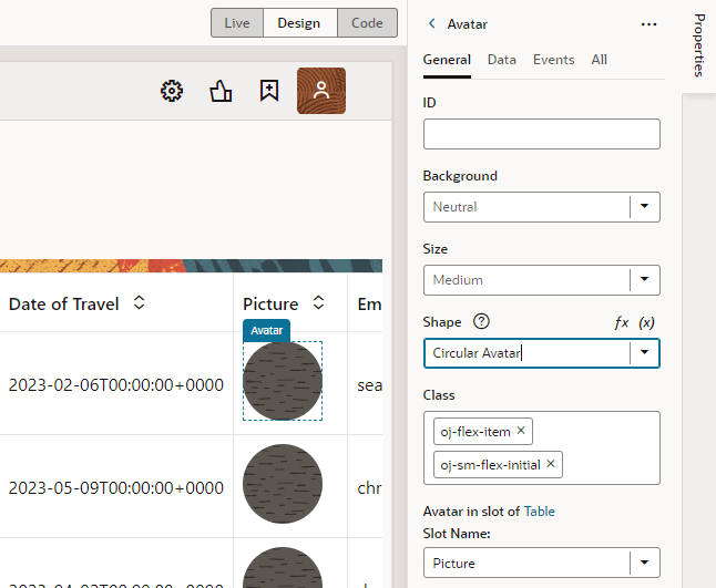 Description of table-avatarproperties1.png follows