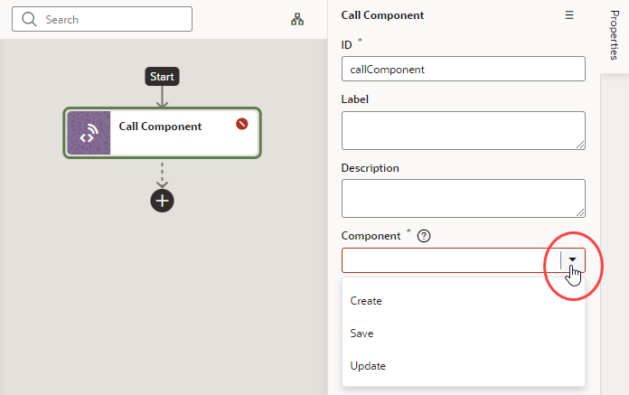 Description of action-chain-editor-callcomponentmethod-selectcomponent.png follows