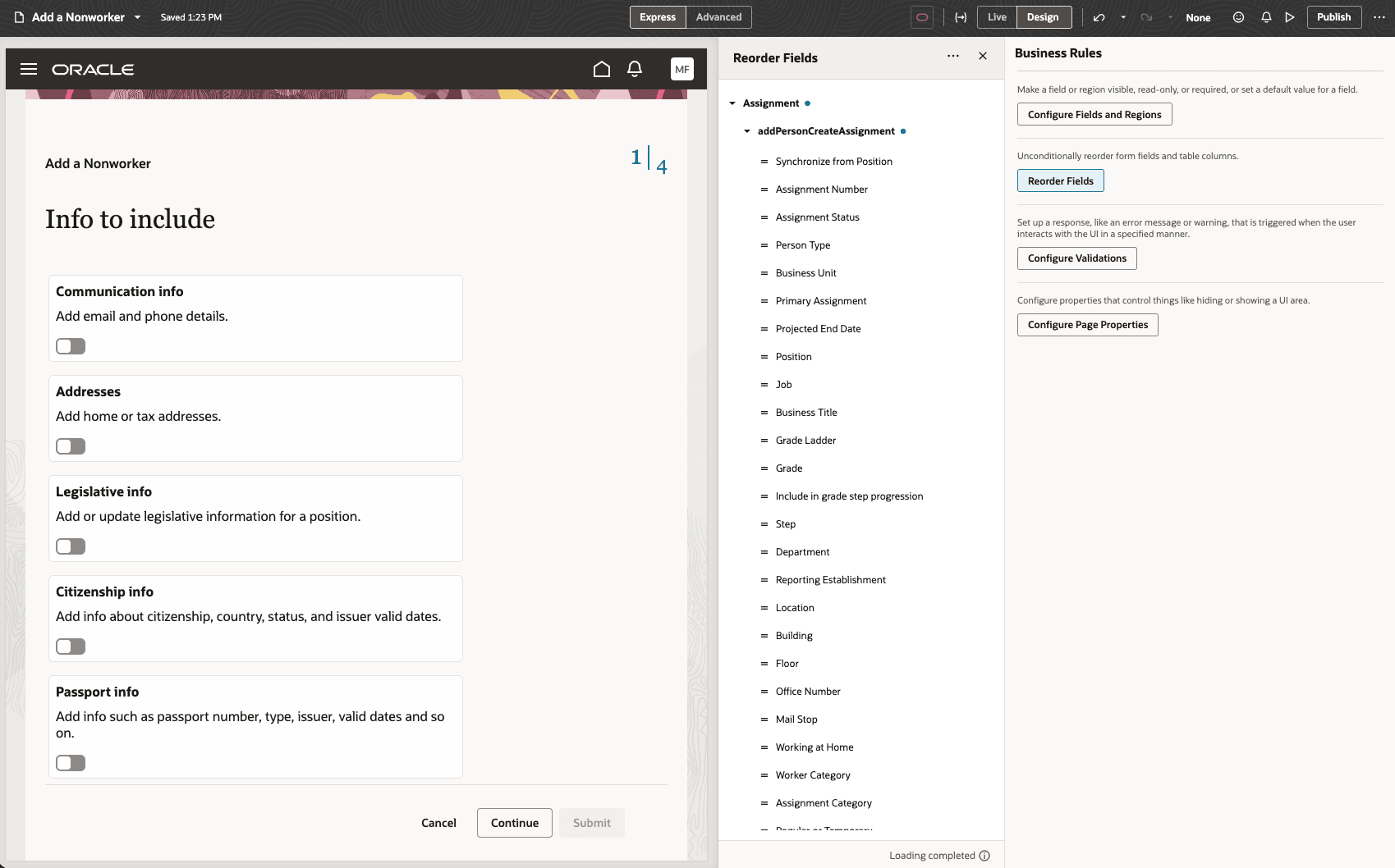 Reorder Fields options