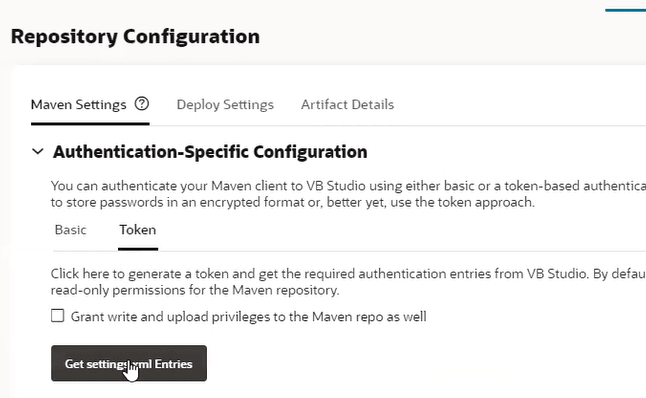 Description of maven-settings-auth-token-tab.png follows