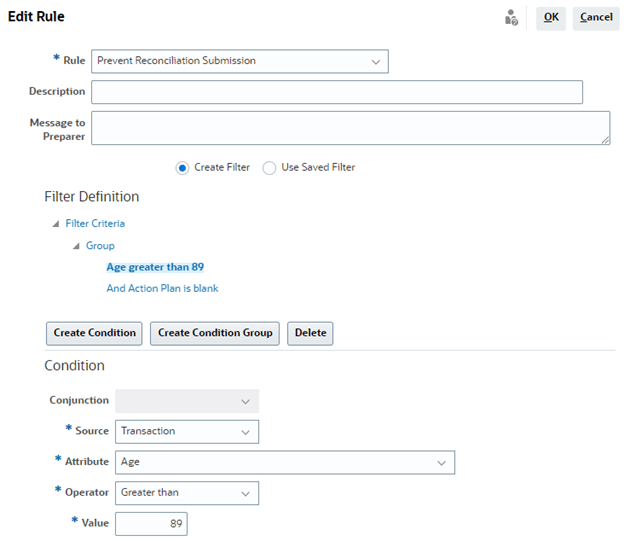 Example based on transaction age