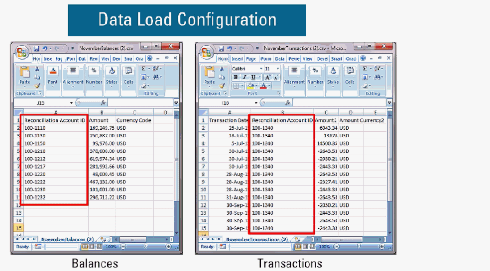 Screenshot of csv files showing balances and transactions