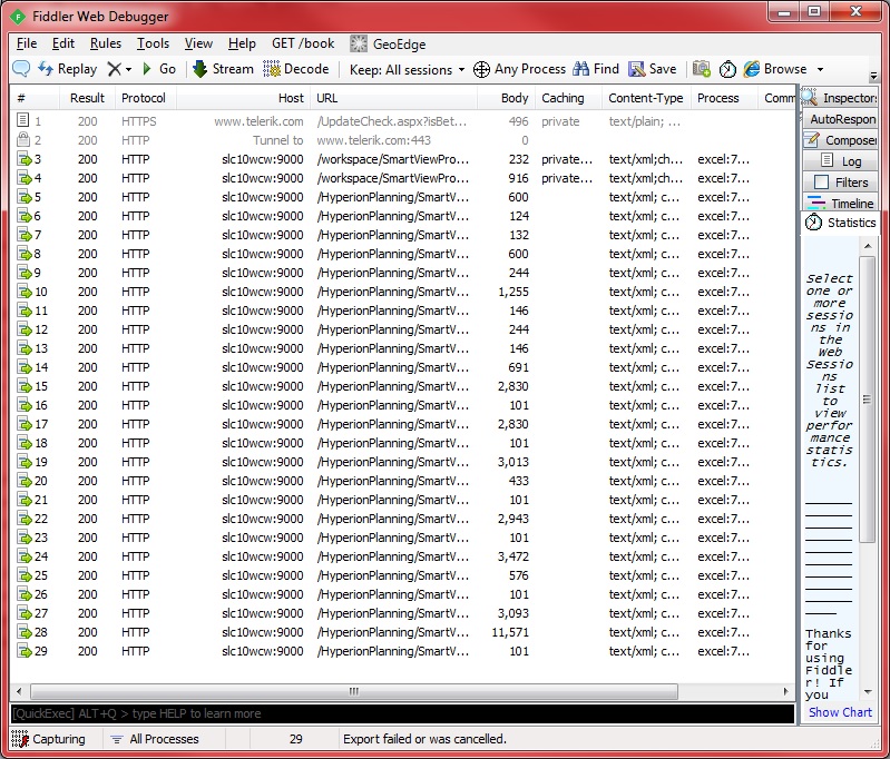 Fiddler trace file