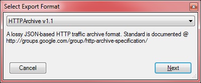 Select Export Format dialog box