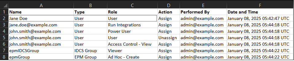 Sample Role Assignment Audit report