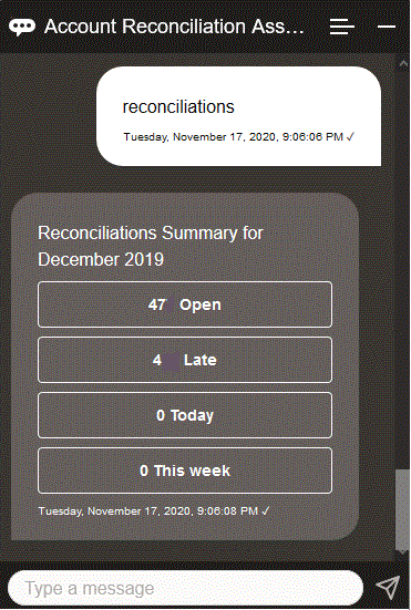 Show reconciliations Show reconciliations