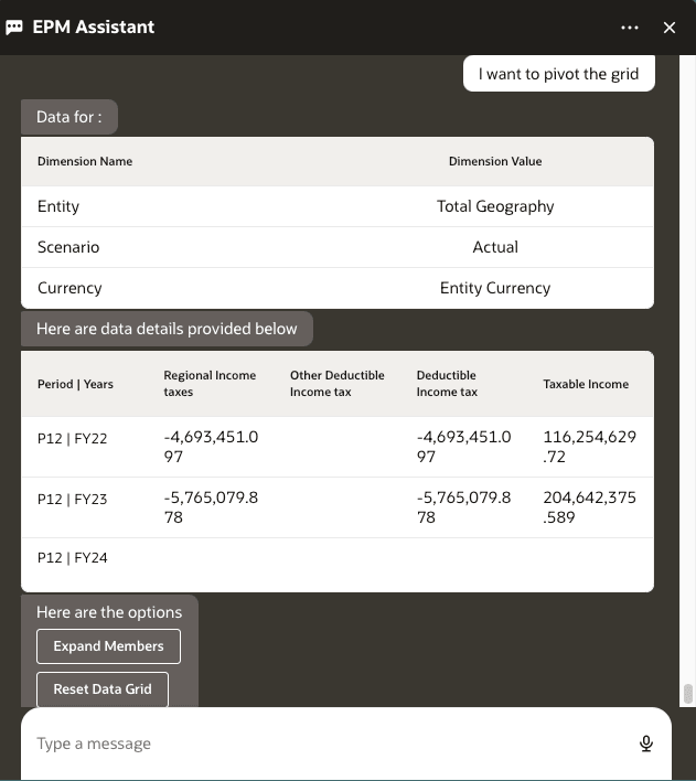get data intent for pivoting the grid get data intent for pivoting the grid