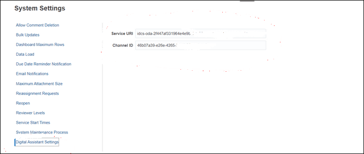 Digital Assistant Settings in Account Reconciliation