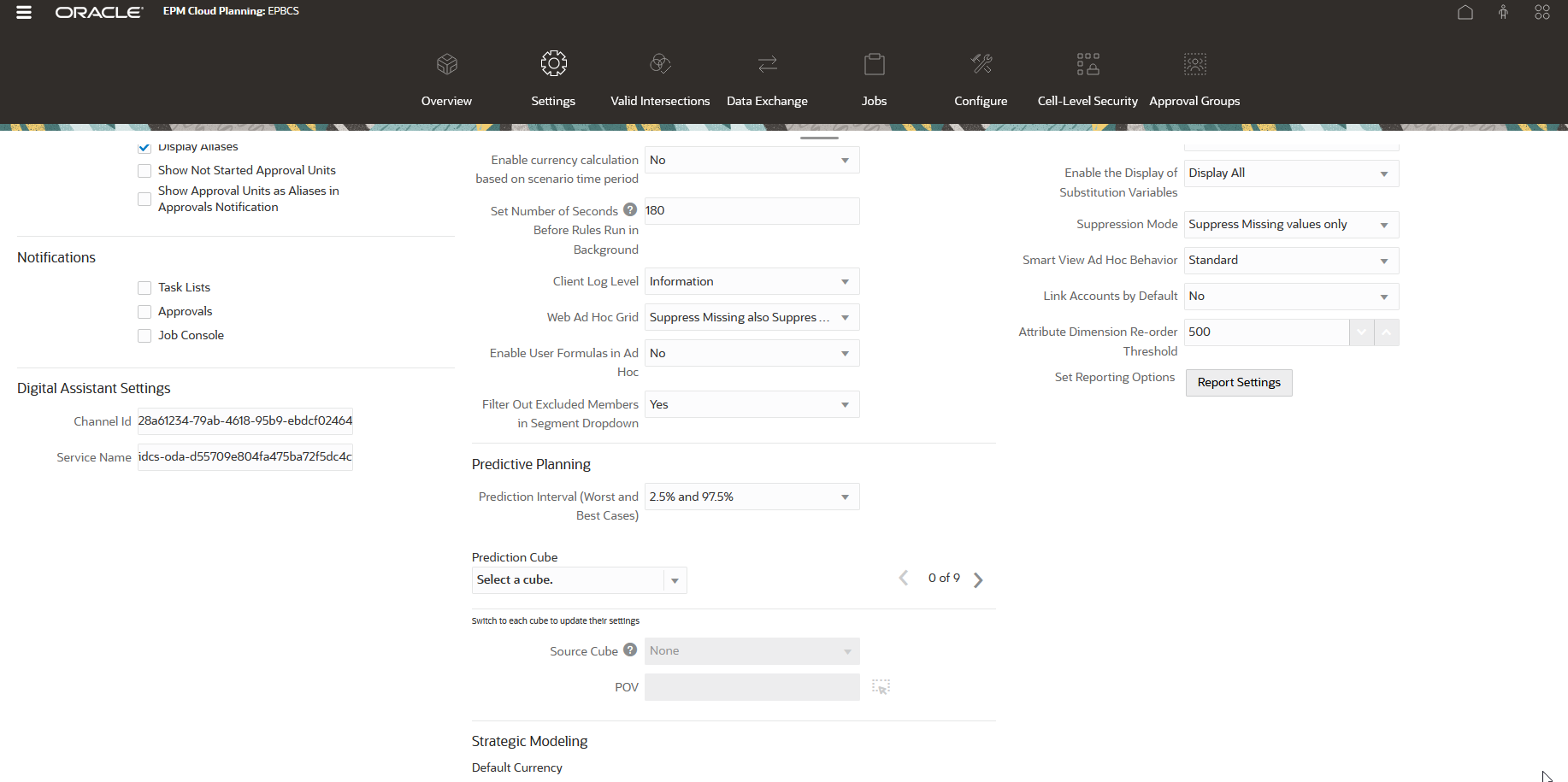 FCCS Digital Assistant Settings