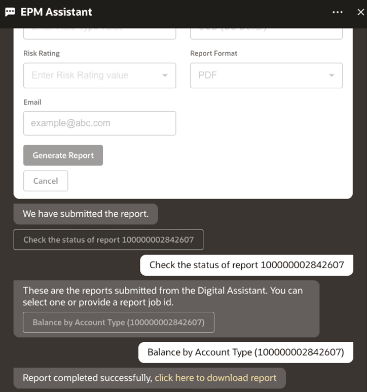 status of the report screenshot status of the report screenshot