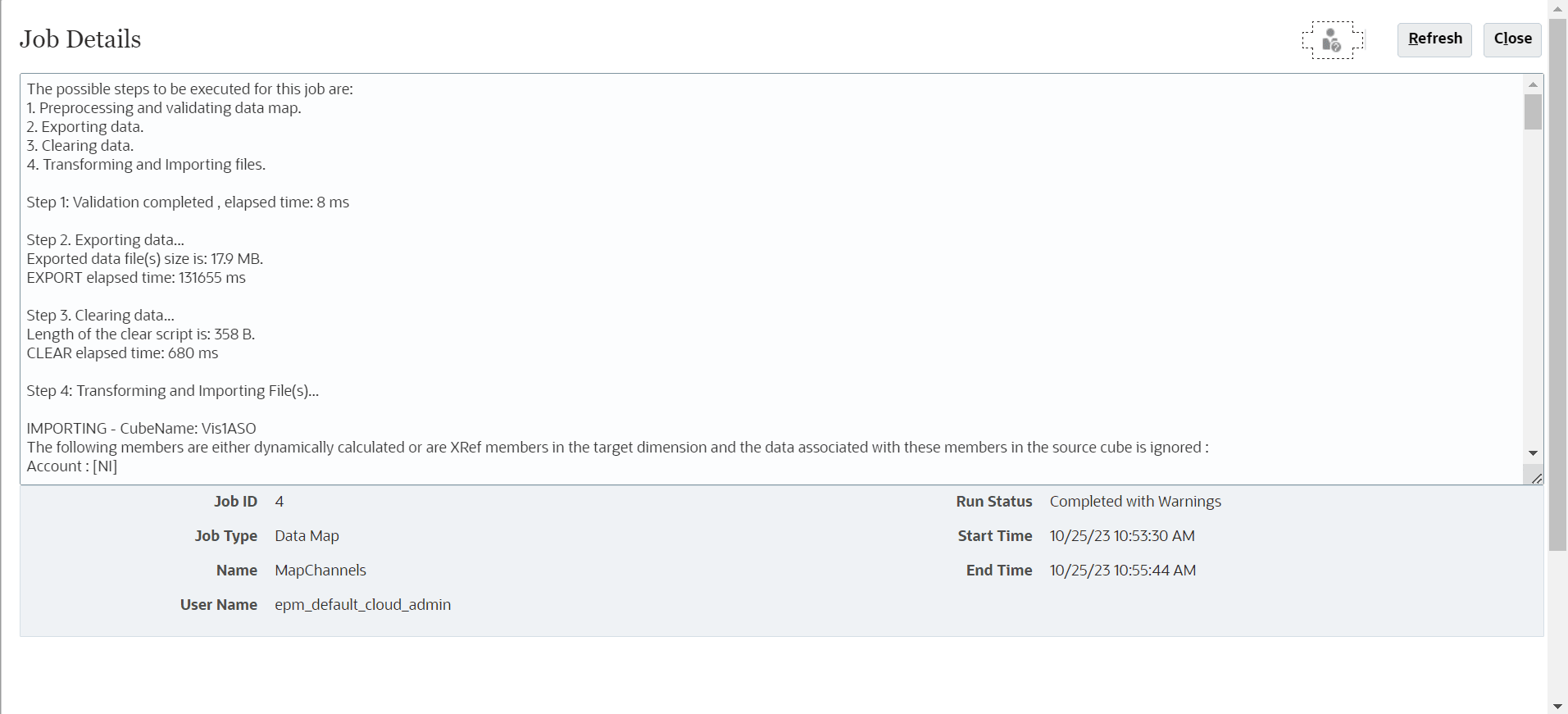 Image shows the Job Details page.