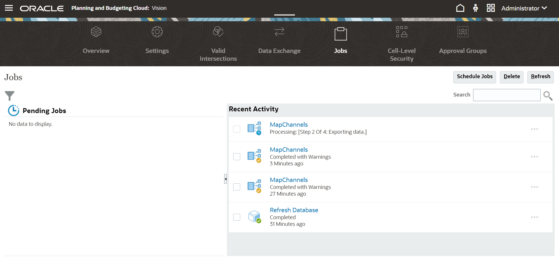 Image shows the Job listing page.