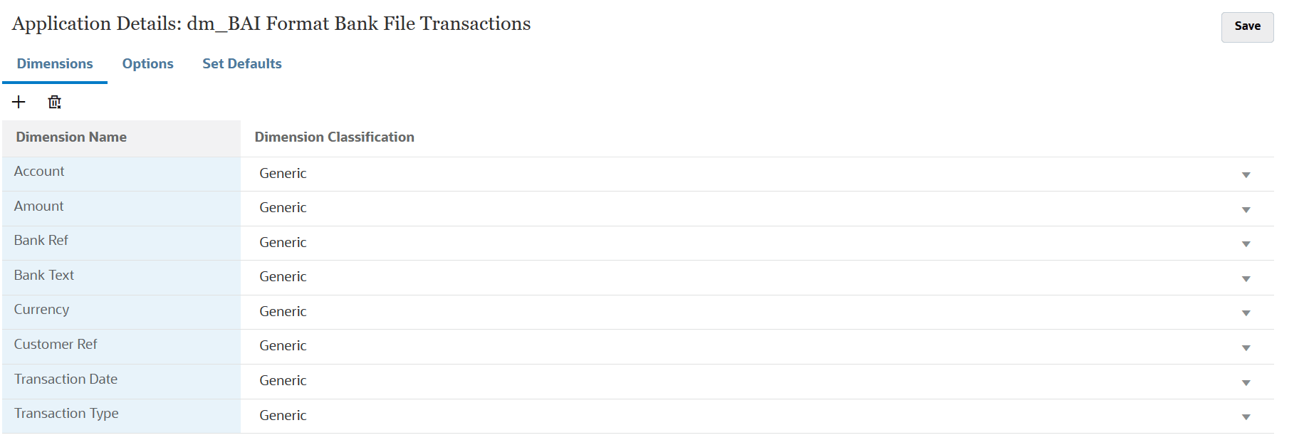 Image shows dimenion details for a BAI Format Bank File Transactions