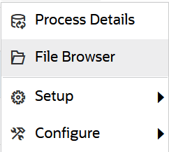 Image shows the options on the Action menu.