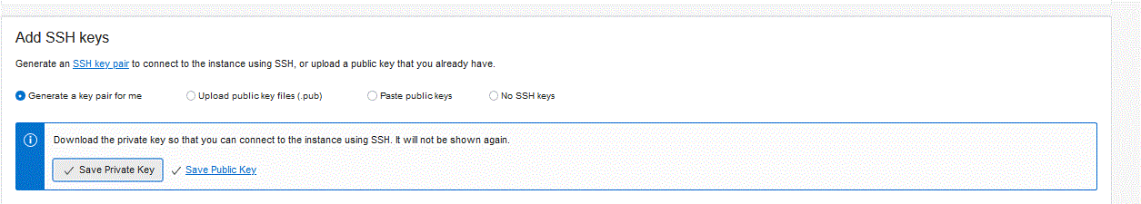 Image shows the Add SSH keys pane