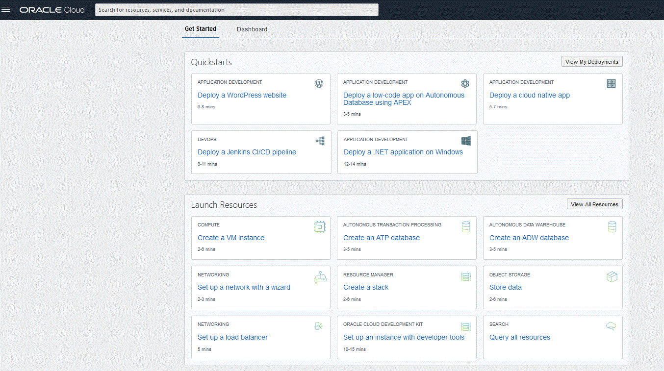 Image shows the Getting Started page