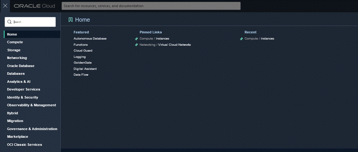 Image shows the Home page.
