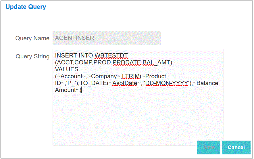 Image shows the Query Definition page.