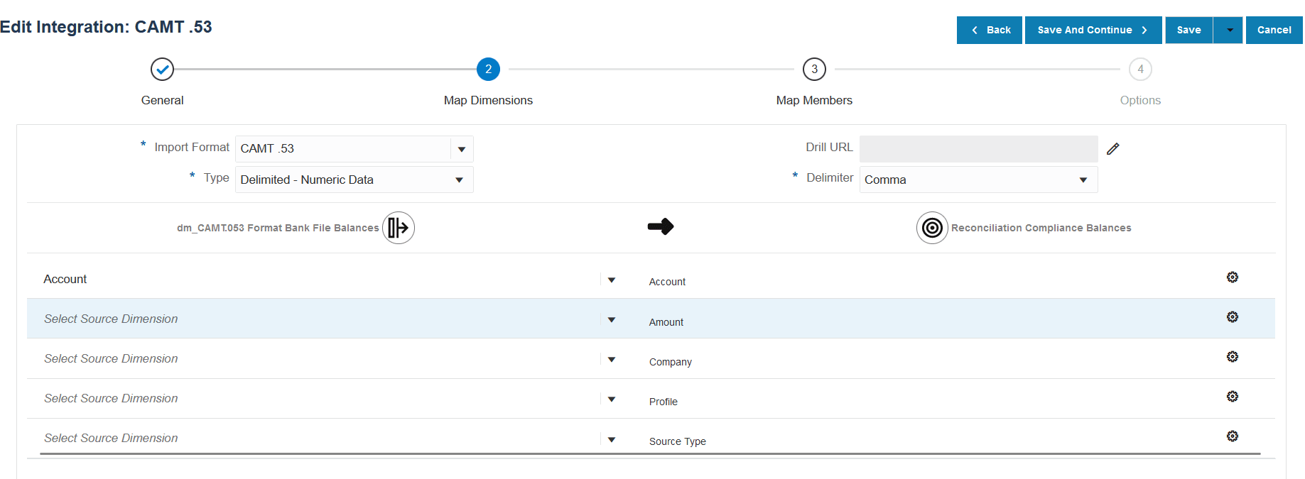 Image shows Map Dimensions page.