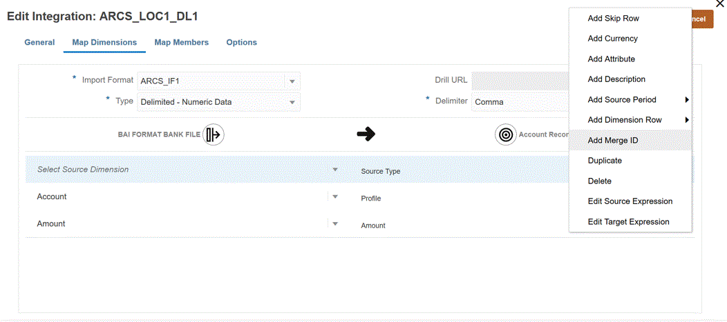 Image shows the Map Dimensions page.