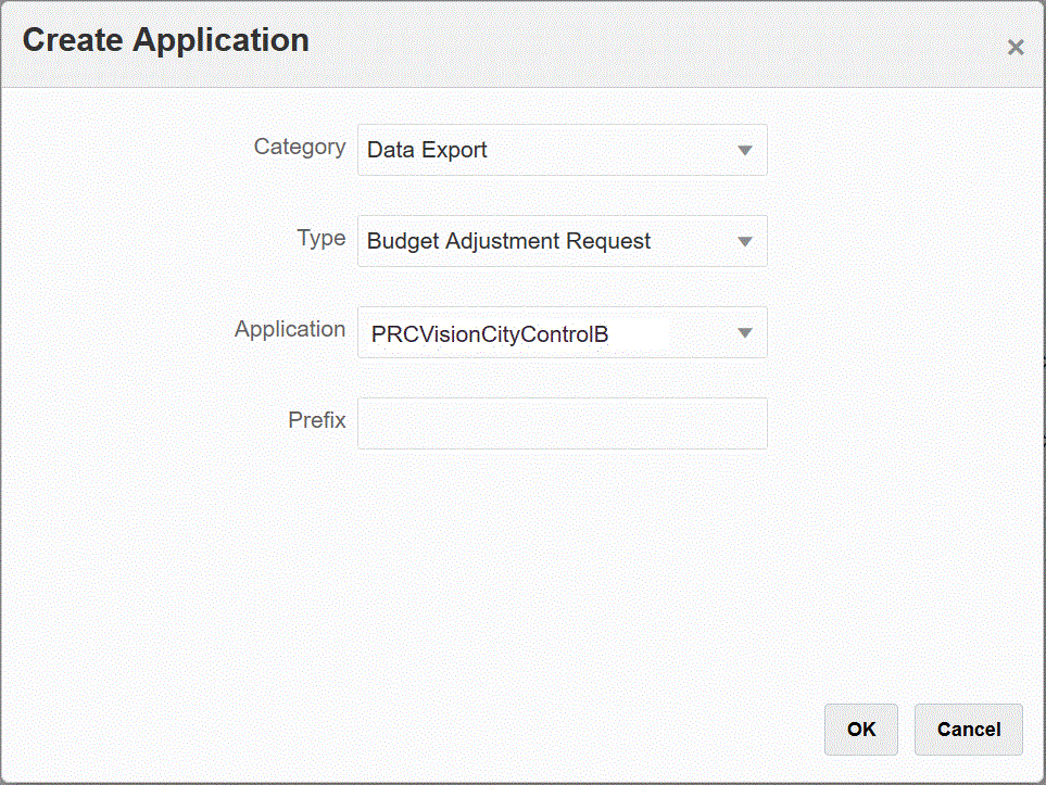Image shows the Create Application page.